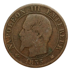 1855K France 5 Centimes Coin, km777.5 - Great Coin 🇫🇷 🌍 🌍 - Picture 1 of 5