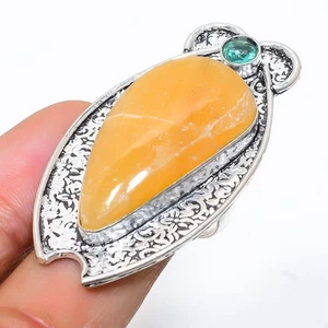 Anello in argento sterling 925 fatto a mano con avventurina arancione, pietra... - Foto 1 di 5