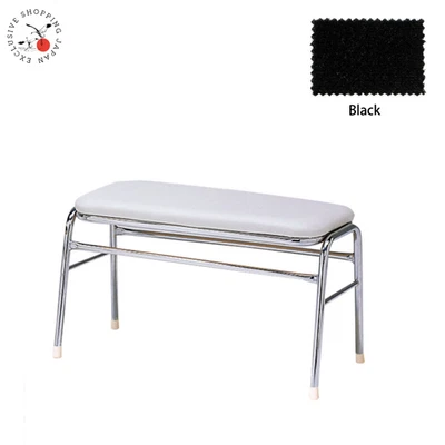 Arcade Game Stool Pair Bench Seat Chair Chrome Frame Stackable Moquette Black JP - Image 1 of 4