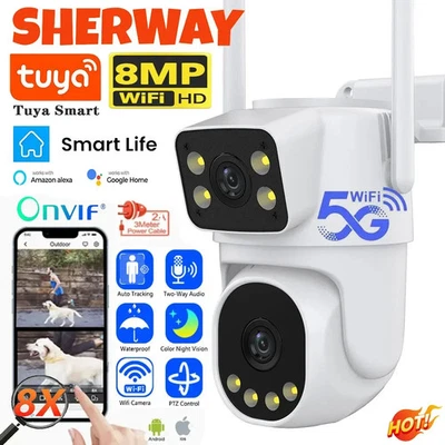 4K 5G Wifi Tuya PTZ Dual Lens Camera Outdoor 8x Zoom Security Camera Full Color - Image 1 of 4