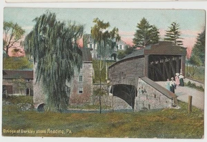 GEDECKTE BRÜCKE Überquerung Maiden Creek Mill Berkley Reading PA Postkarte DB 1909 - Bild 1 von 2