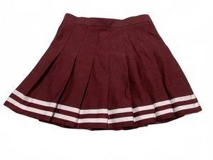 VTG Chasse Women's Adult 6 S Burgundy Pleated Skirt White Stripes Cheerleader - Picture 1 of 10
