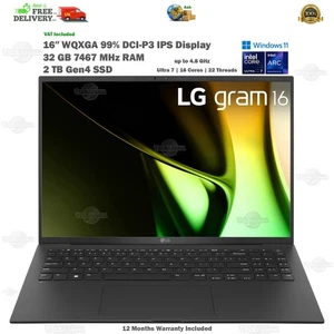 Laptop LG Gram 16" pollici 32 GB LPDDR5x 2 TB SSD Ultra 7 155H MFGYR 2024 + garanzia - Foto 1 di 24