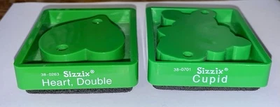 Troqueles de corte Ellison Sizzix VERDE doble corazón y Cupido con flecha Foto 1 de 3