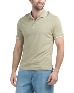 Kenneth Cole strukturiertes gestreiftes Polo mit Kragen Größe Large neu mit Etikett - Bild 1 von 2