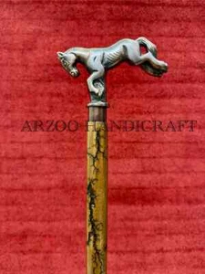 solid Brass Walking Stick Horse head handle vintage brown wooden handmade Cane - Picture 1 of 9