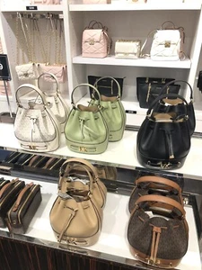 Michael Kors Medium Drawstring Bucket Messenger Handbag Purse Leather or PVC MK - Picture 1 of 72