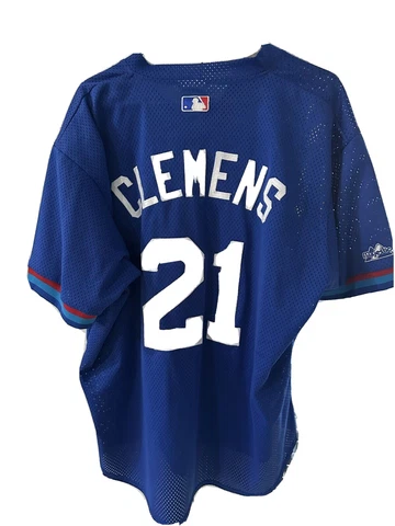 VINTAGE ROGER CLEMENS #21 TORONTO BLUE JAYS BLUE JERSEY MENS SZ 2XL MAJESTIC Cover