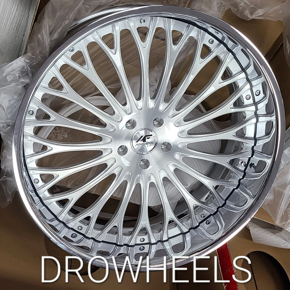 RUEDAS ESCALONADAS FORJADAS AMANI 26" 5x5 cepilladas donks c10 burbuja chevy impala nuevas Foto 1 de 1