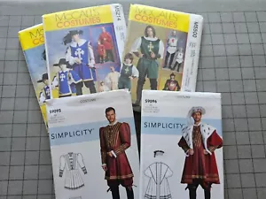 5 Men's Renaissance Costume Patterns - Royalty, Noblemen and Knights - Picture 1 of 1