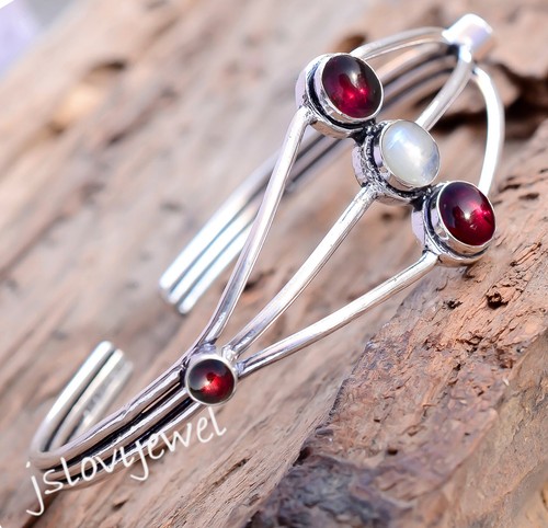 VALENTINO Bracciale in argento sterling 925 pietra di luna e granato per gioielli moda