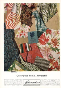 1969 Schumacher Fabrics: Color Your Home Tropical Vintage Print Ad - Picture 1 of 1