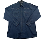 Cowboy Hardware Shirt Men’s Sz XL Pearl Snap Long Sleeve Western Dark Blue