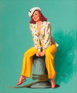 EARL MORAN Pin-up Art Poster or Rolled Canvas Print "Sexy Sailor Girl" - Picture 1 of 1