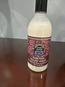 One With Nature Rose Petal Body Wash With Dead Sea Salt and Shea Butter 12 oz - Picture 1 of 3