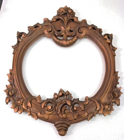 W45 Handcrafted Carved Wood Rustic Copper Floral Wall Mounting Mirror Frame Cover