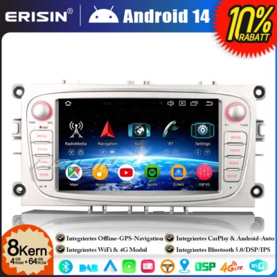 Android 14 64GB DAB+ GPS Autoradio Navi für Ford Mondeo Focus Galaxy S-Max C-Max - Bild 1 von 4
