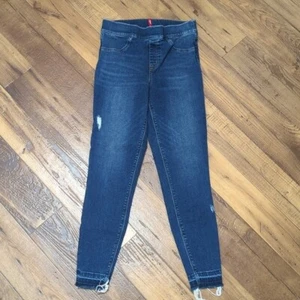 Pantalones de mezclilla para mujer Spanx M azul desgastado tobillo ajustados lavado medio  - Imagen 1 de 11