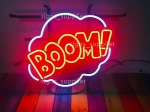 Boom Glass Neon Sign Light Handmade Real Glass Wall Decor Nightlight Art 17"x14" - Picture 1 of 1