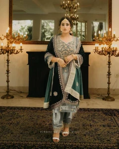 Abito pakistano pronto da indossare Salwar Kameez abiti indiani festa matrimonio Bollywood - Foto 1 di 2