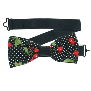 Cherry Polka Dot Pre-Tied Dickie Bow Tie Hair Prom Wedding Graduation Bowtie. - Picture 1 of 4