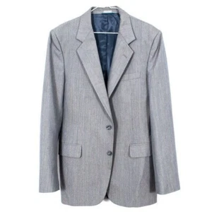 Vintage Gray Downing Street Hand Tailored Mens Wool Blazer Size 40R With Blue Li - Afbeelding 1 van 6