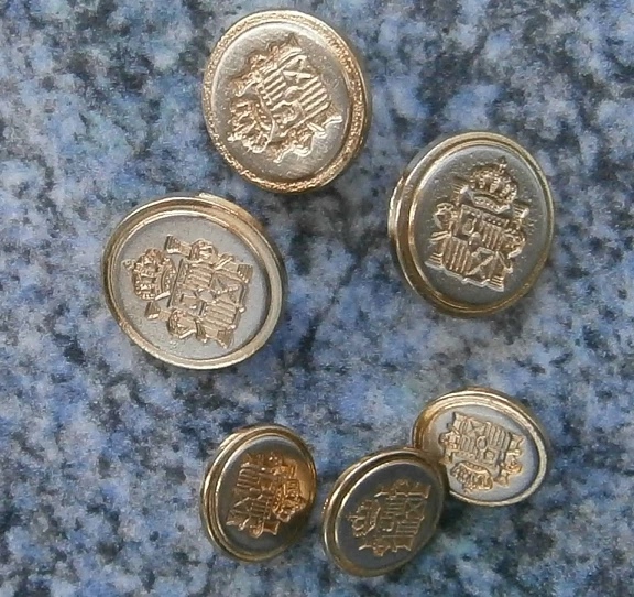 Trachtenknöpfe, Stielknöpfe, vergoldet, Muster Wappen,  Anker, 20 mm, 15 mm - Bild 1 von 1