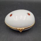 Vintage SA Porcelain Limoges France Hinged Trinket Box Egg Transferware Ladybug