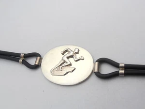 Runner: Bracelet Silver 925 And Rubber - Bracelet Runner - Athlete Exercise - Picture 1 of 4