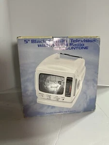 Suntone 5 inch Black / White Tv AM FM Radio Elec1900 Portable Tested Retro NEW - Picture 1 of 19