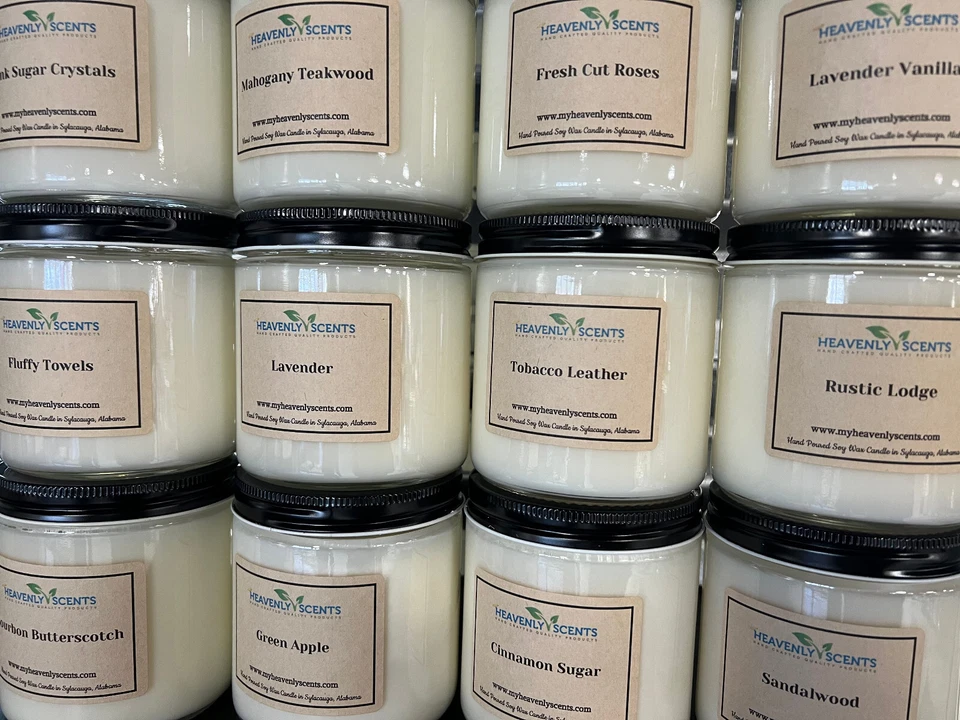 16 oz Salsa Jar Soy Wax Candle, Double Wicked, Strong Scented, Heavenly Scents - Image 1 of 4