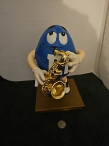 M&M's Candy Dispenser Blue With Saxophone Player Peanut MM - Picture 1 of 12