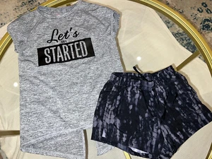 Sz 12 Mayoral Athletic Gray Shirt 10 12 L Old Navy Black Shorts EUC Outfit - Picture 1 of 4