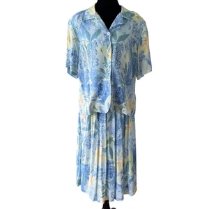 Conjunto Falda Estampado Tropical Dama del Sur Vintage Años 80 Talla 14 Casa Profesora Retro - Imagen 1 de 9