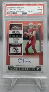 2023 Contenders Clayton Tune Red Zone FOTL Auto RC PSA 9 Pop 1 None Higher! - Picture 1 of 2