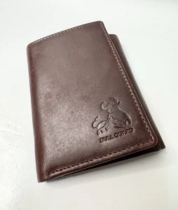 Bull Guard Leather Wallet Brown Men's Trifold Western Classic - Picture 1 of 6
