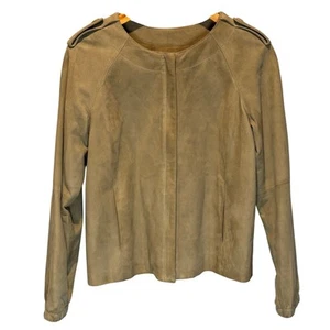 Talbots Tan Goat Suede Zip Front Jacket - size 8 - Picture 1 of 8