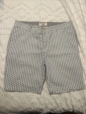 "Pingüin by Munsingwear 36 pantalones cortos blancos con estampado de puntos geométricos azul marino 10""" Foto 1 de 4