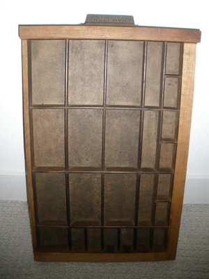 Impressoras de madeira vintage bandeja gaveta tipografia caixa de sombra vitrine cabo Hamilton - Imagem 1 de 4