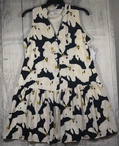 Nine West Button Front Ruffle Hem Sleeveless Dress Size: Small - Floral - Lined. - Picture 1 of 6