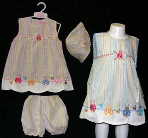 VESTIDO SEERSUCKER DE ELEGANCIA DULCE DE DISEÑO NIÑA TALLAS 6-12,12-18 18-23 MTHS - Imagen 1 de 1