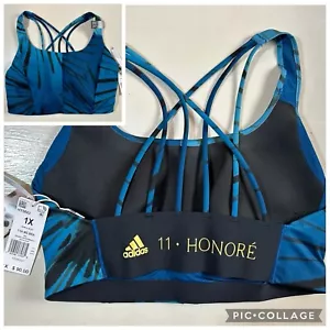 adidas Women’s Plus Size 1X 11 Honoré Med-Support Training Bra NEW $90 Blue - Picture 1 of 6
