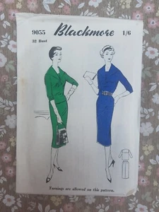 1950's Blackmore Paper Sewing Pattern Vintage Unused Wiggle Dress Suit 32 Bust - Picture 1 of 2