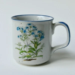 Vintage Blue Speckled Floral Flowers Coffee Mug - Picture 1 of 7