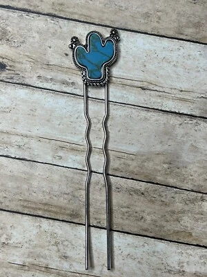 FAUX ~ TURQUOISE ~ CACTUS ~ HAIR ~ PIN - Image 1 of 4
