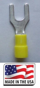 (50 PC) 12-10 1/4" VINILO HORQUILLA PALA TERMINAL CONECTOR ELÉCTRICO HECHO EN EE. UU. - Imagen 1 de 1