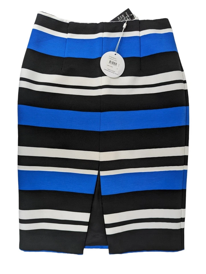 Blue Striped Skirt Knee Length, Finders Keepers Australia, Front Split, Size M - Image 1 of 4