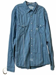 Southern Thread Pearl Snap Men’s Long Sleeve XXL Blue - Picture 1 of 12