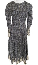 Vtg Sarah Elizabeth Dress L/S Button Up Midi 4 Floral Prairie Victorian cottage