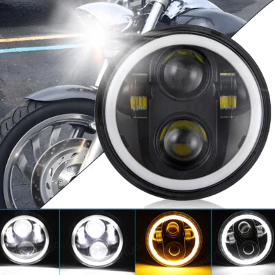 For Honda VTX 1300 C R RETRO VTX 1800 5.75" 5-3/4 inch LED Headlight DRL Motor - Image 1 of 4